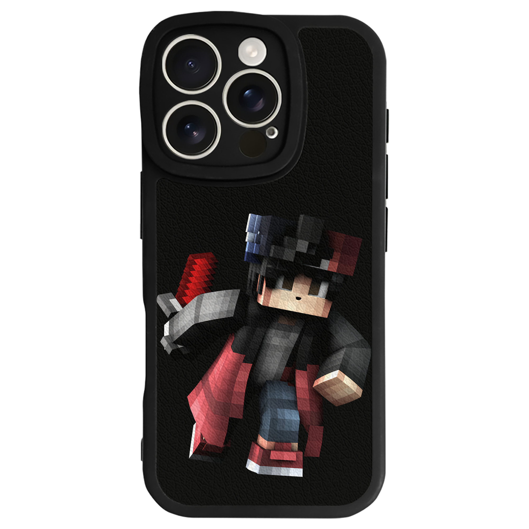 （画像用） マインクラフト ブロックの世界 Minecraft MC Block world 【iPhone 16シリーズ対応】シリコンスマホケース（レザー調） 材質：シリコン